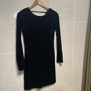 Stretch Velvet Studded Little Black Dress